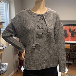Zara Gray Lace-Up Women's Sweater